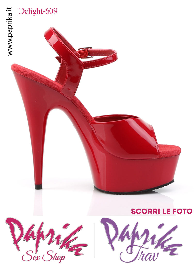 Sandali Sexy Vernice Lucida Rosso Tacco Spillo 15.2 Zeppa 4.5 cm Cinturino