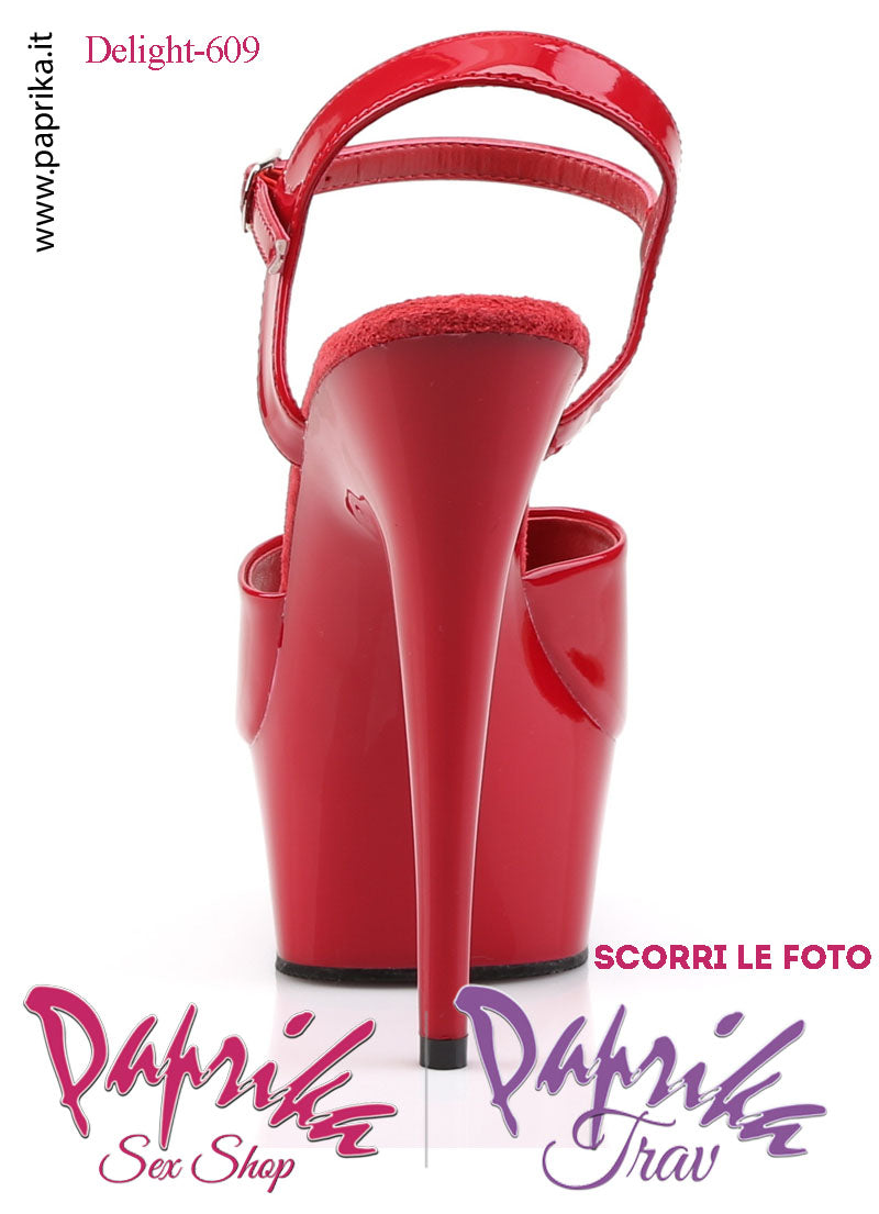 Sandali Sexy Vernice Lucida Rosso Tacco Spillo 15.2 Zeppa 4.5 cm Cinturino