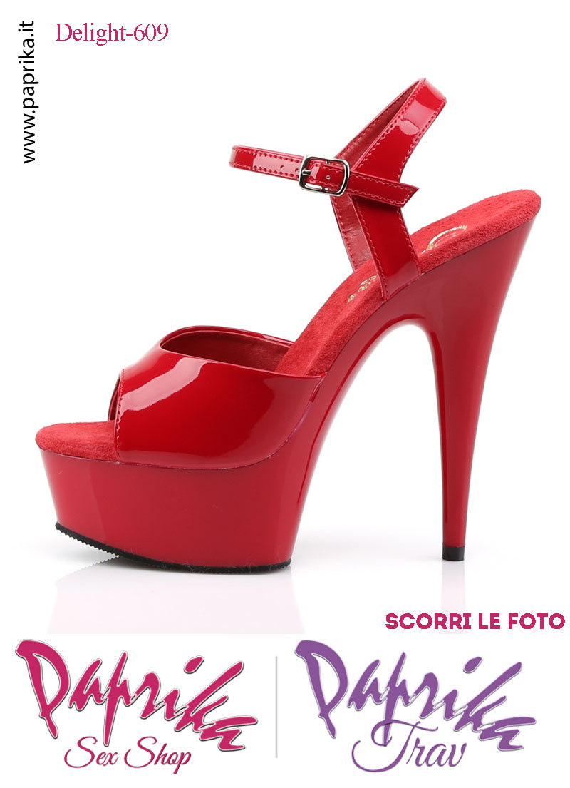 Sandali Sexy Vernice Lucida Rosso Tacco Spillo 15.2 Zeppa 4.5 cm Cinturino