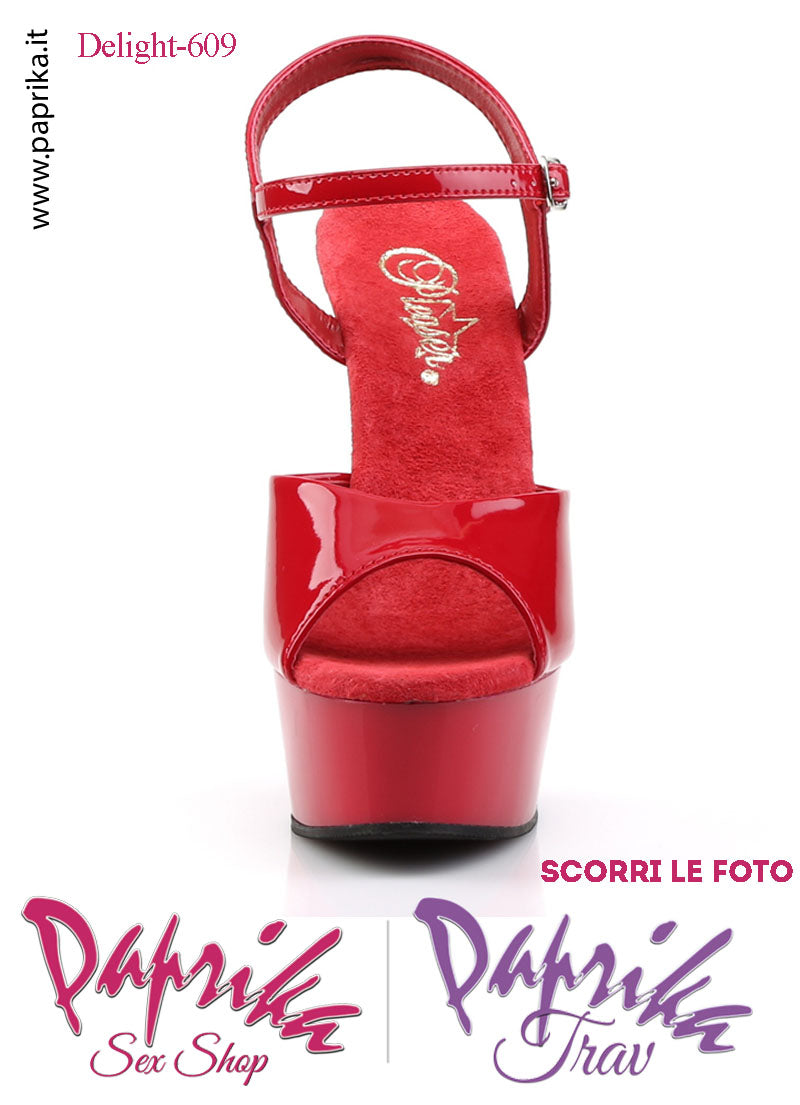 Sandali Sexy Vernice Lucida Rosso Tacco Spillo 15.2 Zeppa 4.5 cm Cinturino