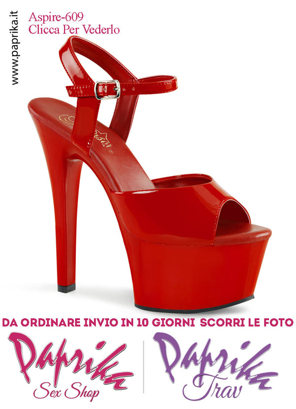 Sandali Sexy Tacco Medio Vernice Lucida Rosso 15.2 Zeppa 5.7 Cinturino