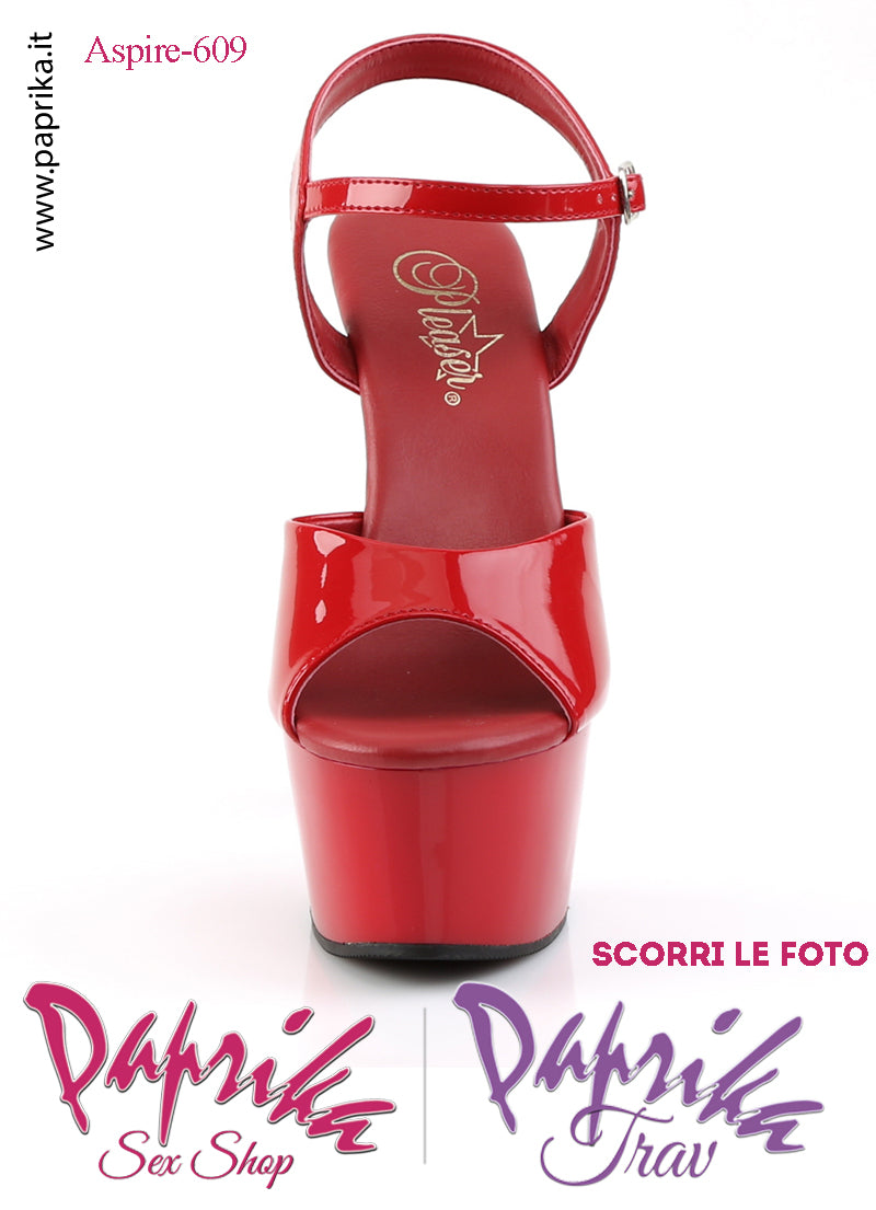 Sandali Sexy Tacco Medio Vernice Lucida Rosso 15.2 Zeppa 5.7 Cinturino