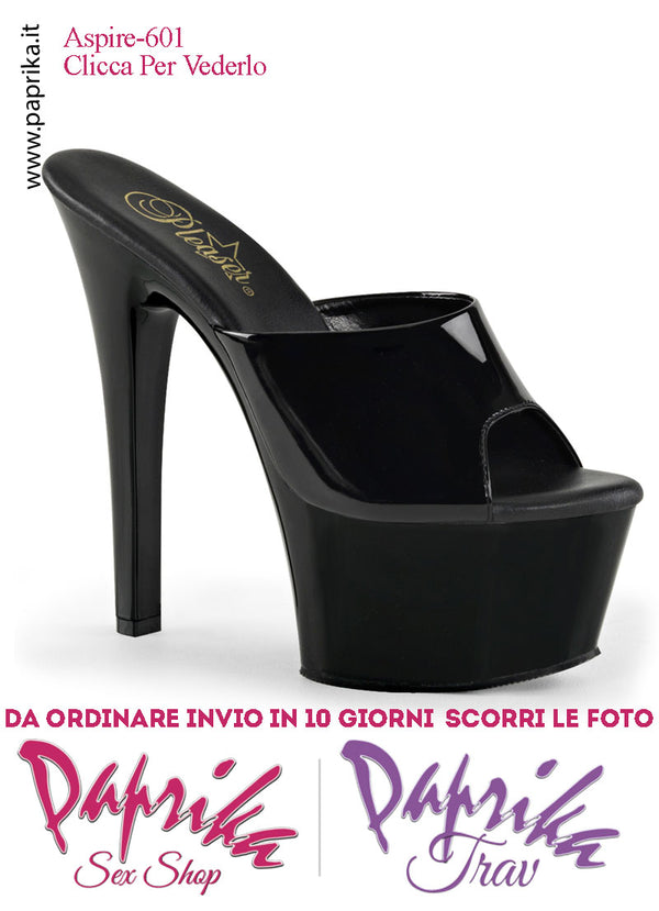 Sandali Sexy Tacco Medio Vernice Lucida Nera 15.2 Zeppa 5.7 Senza Cinturino