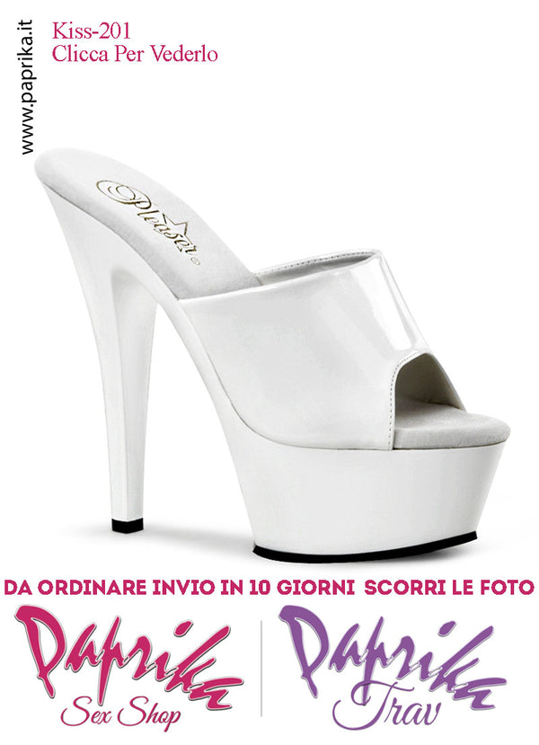 Sandali Sexy Vernice Lucida Bianca Tacco Spillo 15.2 Zeppa 4.5