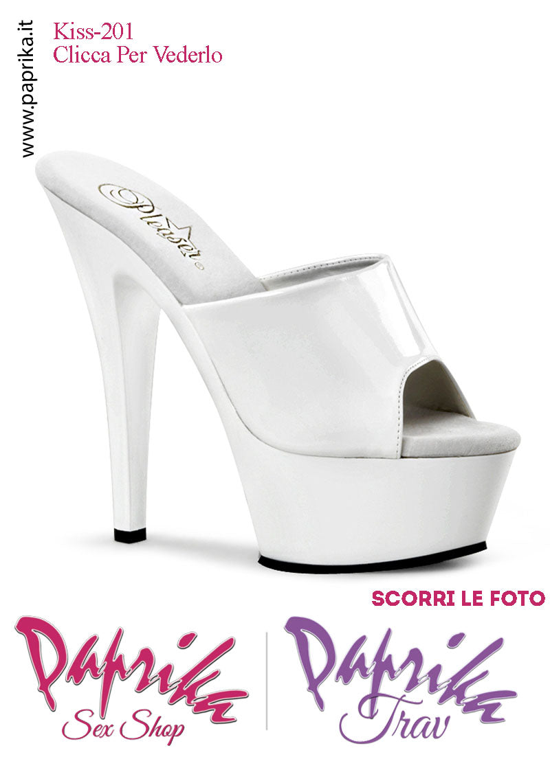 Sandali Sexy Vernice Lucida Bianca Tacco Spillo 15.2 Zeppa 4.5