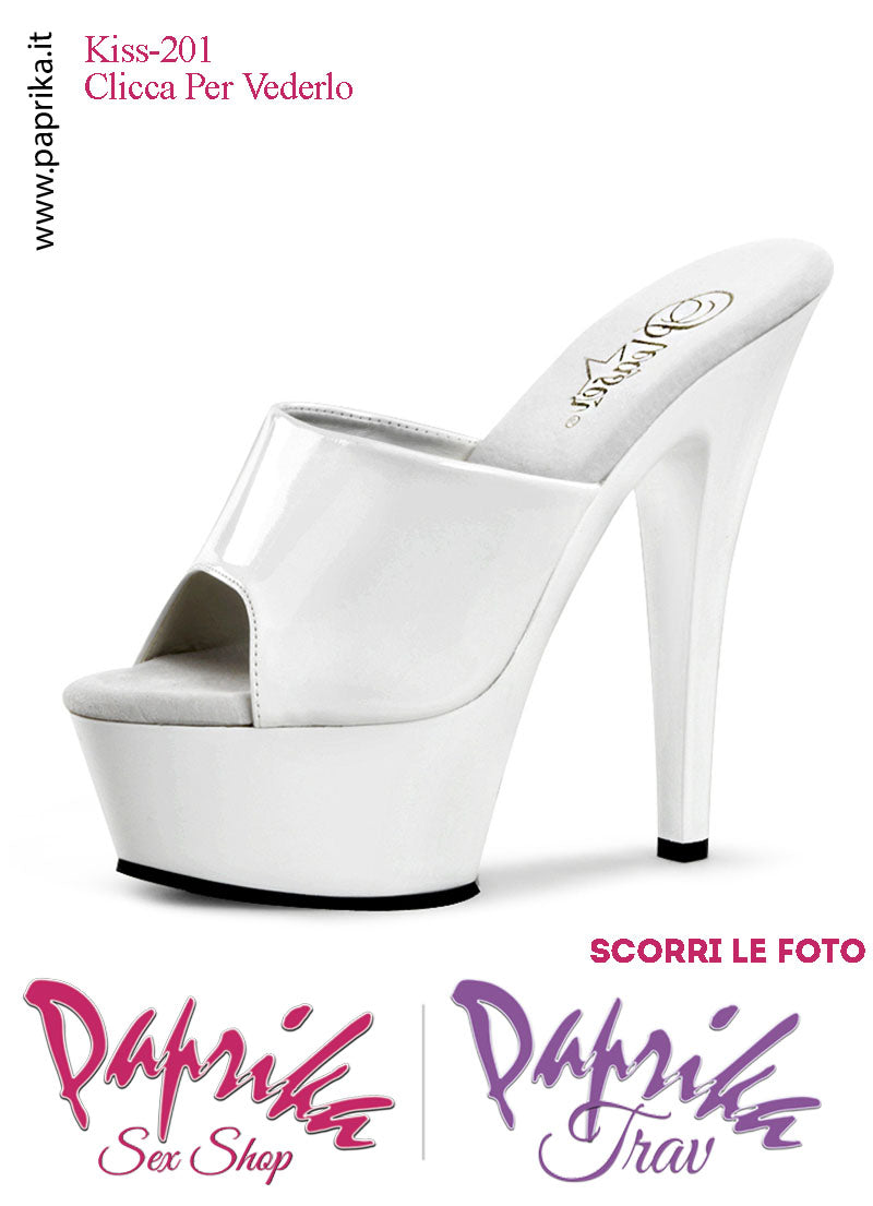 Sandali Sexy Vernice Lucida Bianca Tacco Spillo 15.2 Zeppa 4.5