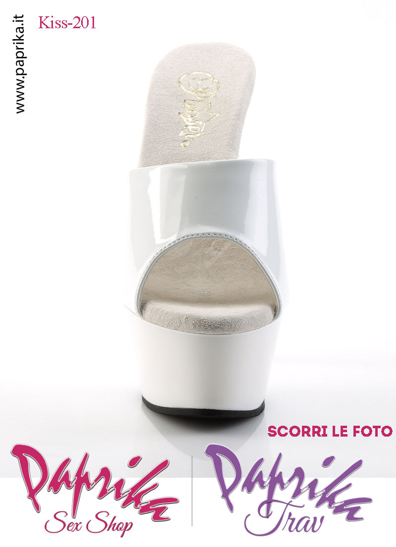 Sandali Sexy Vernice Lucida Bianca Tacco Spillo 15.2 Zeppa 4.5