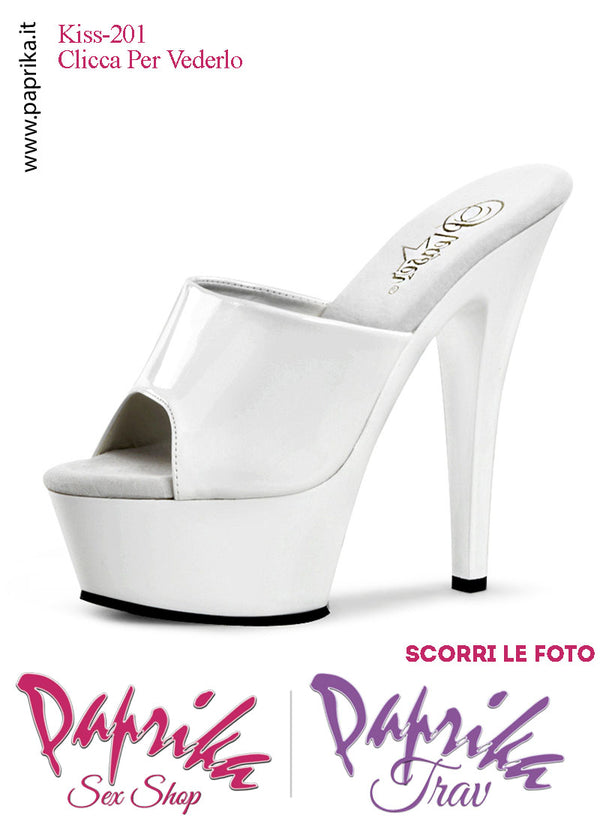 Sandali Sexy Vernice Lucida Bianca Tacco Spillo 15.2 Zeppa 4.5