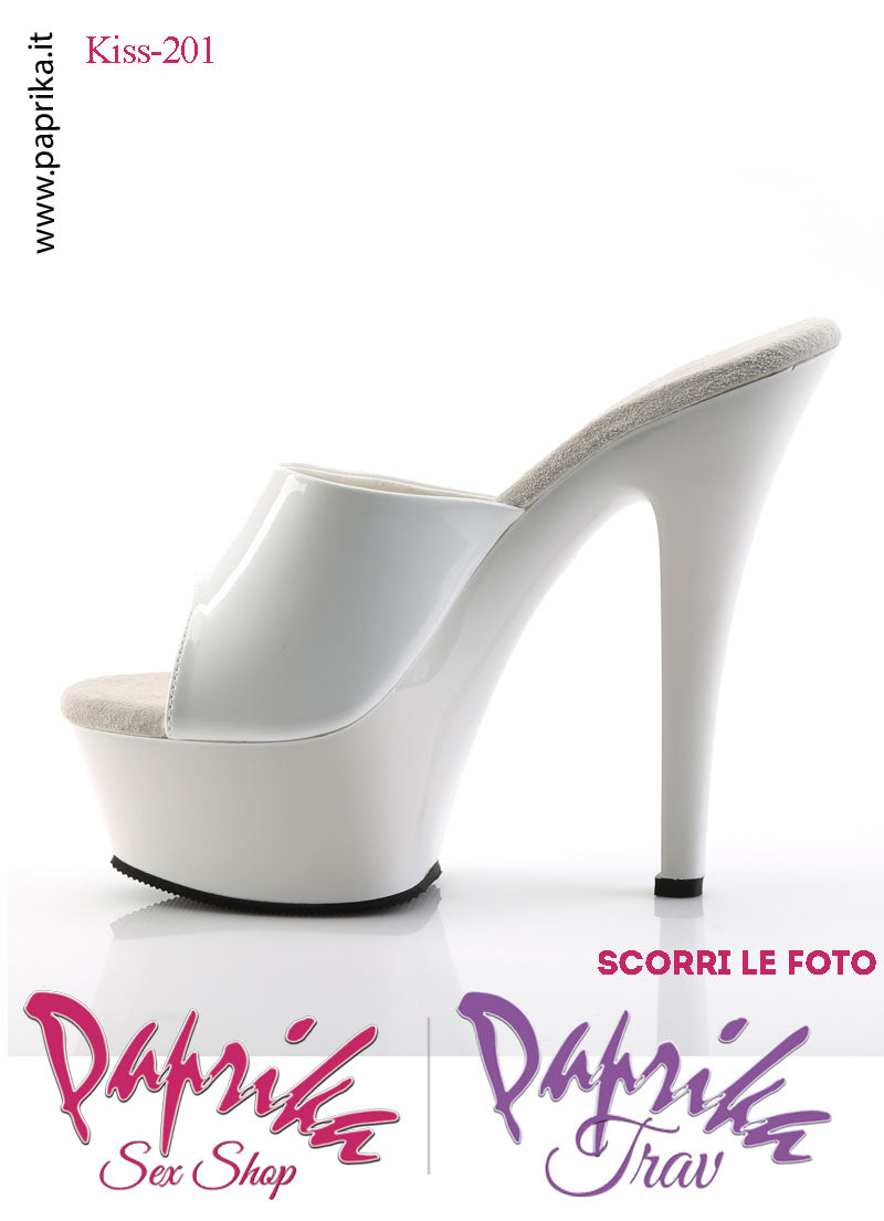 Sandali Sexy Vernice Lucida Bianca Tacco Spillo 15.2 Zeppa 4.5