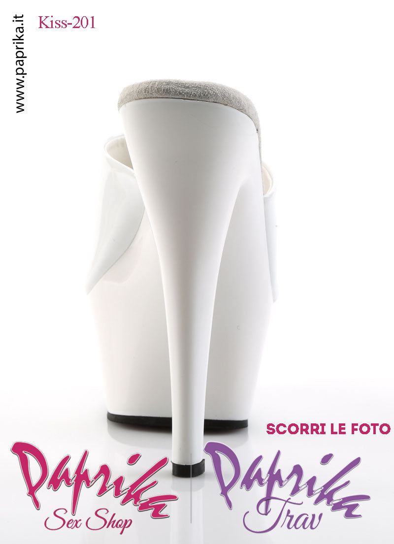 Sandali Sexy Vernice Lucida Bianca Tacco Spillo 15.2 Zeppa 4.5