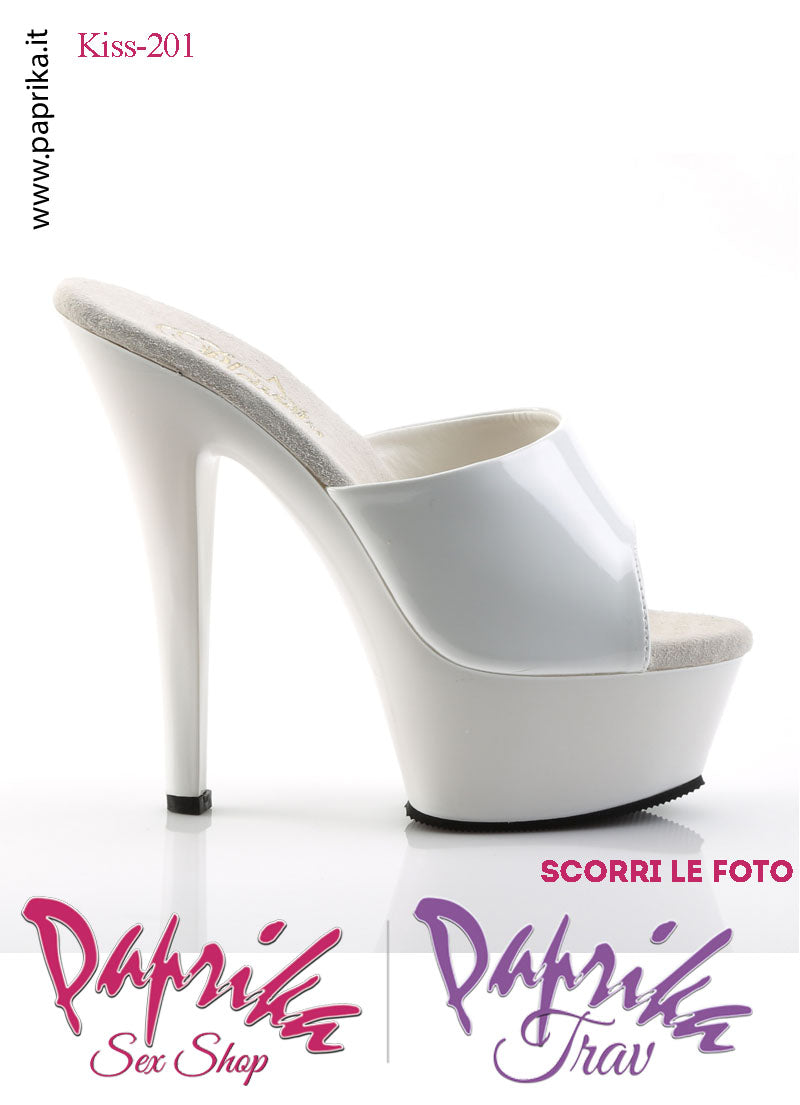 Sandali Sexy Vernice Lucida Bianca Tacco Spillo 15.2 Zeppa 4.5