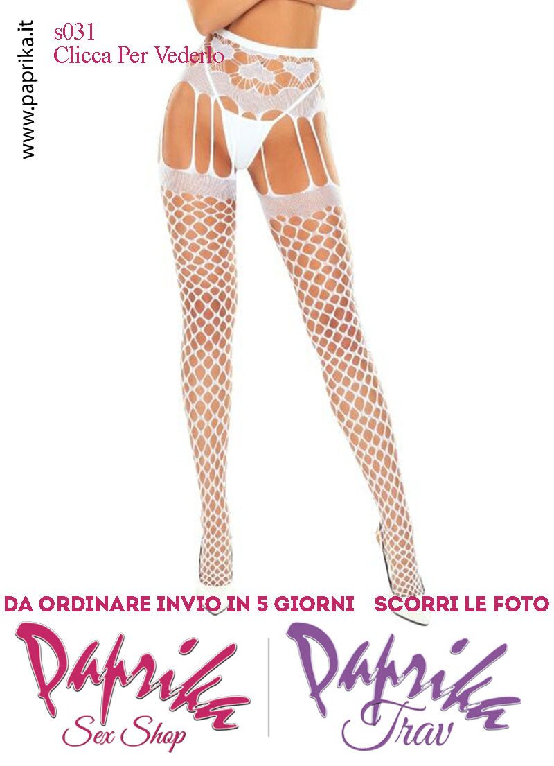 SexyCollant Aperture Grandi Rete Buchi Larghi Bianca Elastici Sottili