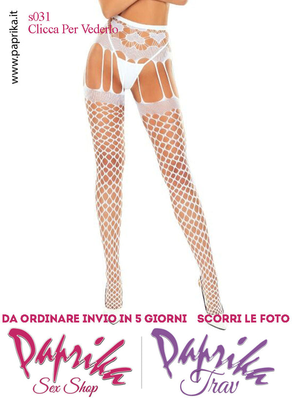 SexyCollant Aperture Grandi Rete Buchi Larghi Bianca Elastici Sottili