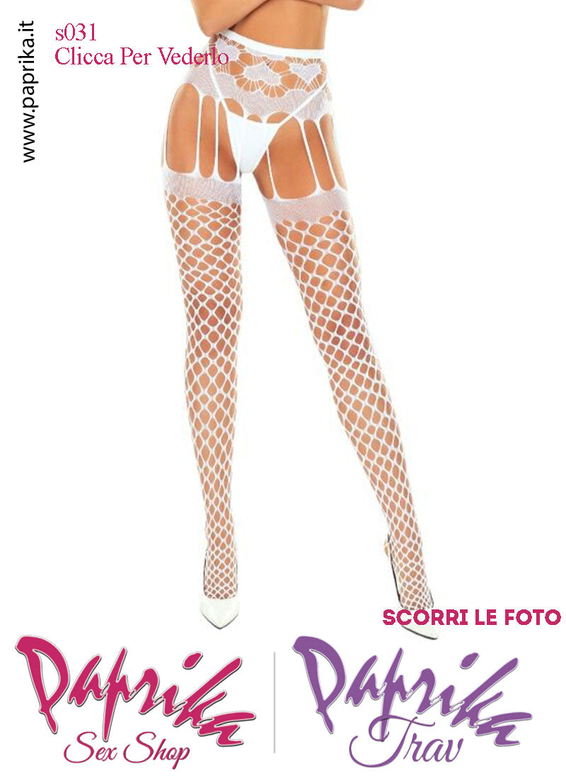 SexyCollant Aperture Grandi Rete Buchi Larghi Bianca Elastici Sottili