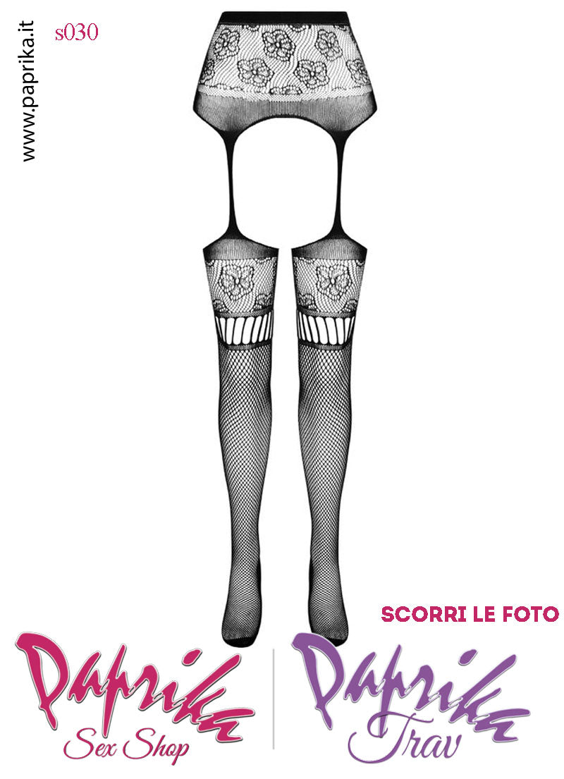 SexyCollant Aperture Grandi Rete Piccola Nera Riga Posteriore 4 Elastici Sottili