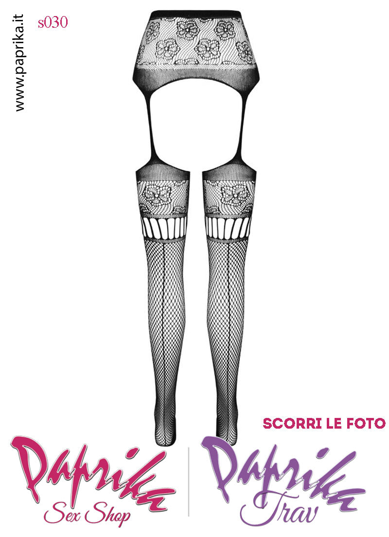 SexyCollant Aperture Grandi Rete Piccola Nera Riga Posteriore 4 Elastici Sottili