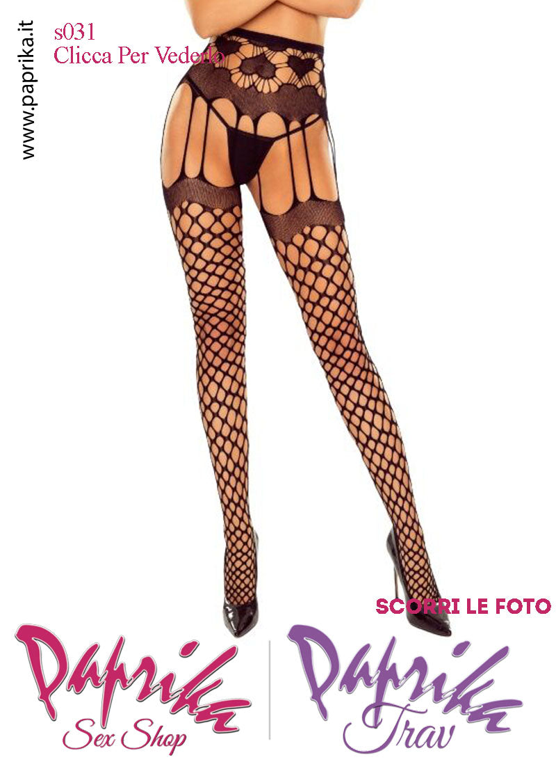 SexyCollant Aperture Grandi Rete Buchi Larghi Nero  Elastici Sottili