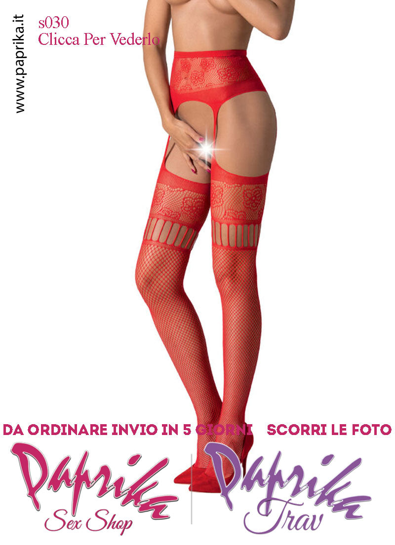 SexyCollant Aperture Grandi Rete Piccola Rossa Riga Posteriore 4 Elastici Sottili