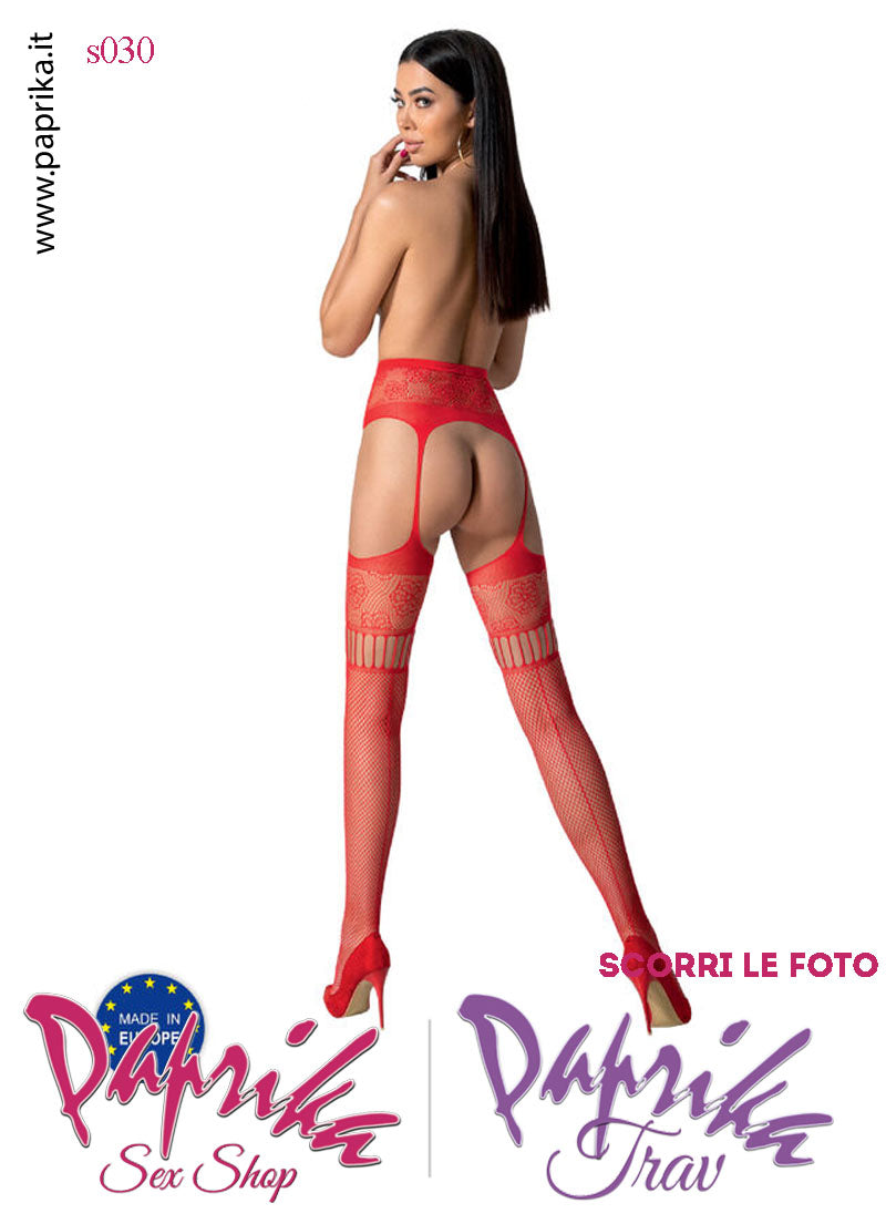 SexyCollant Aperture Grandi Rete Piccola Rossa Riga Posteriore 4 Elastici Sottili