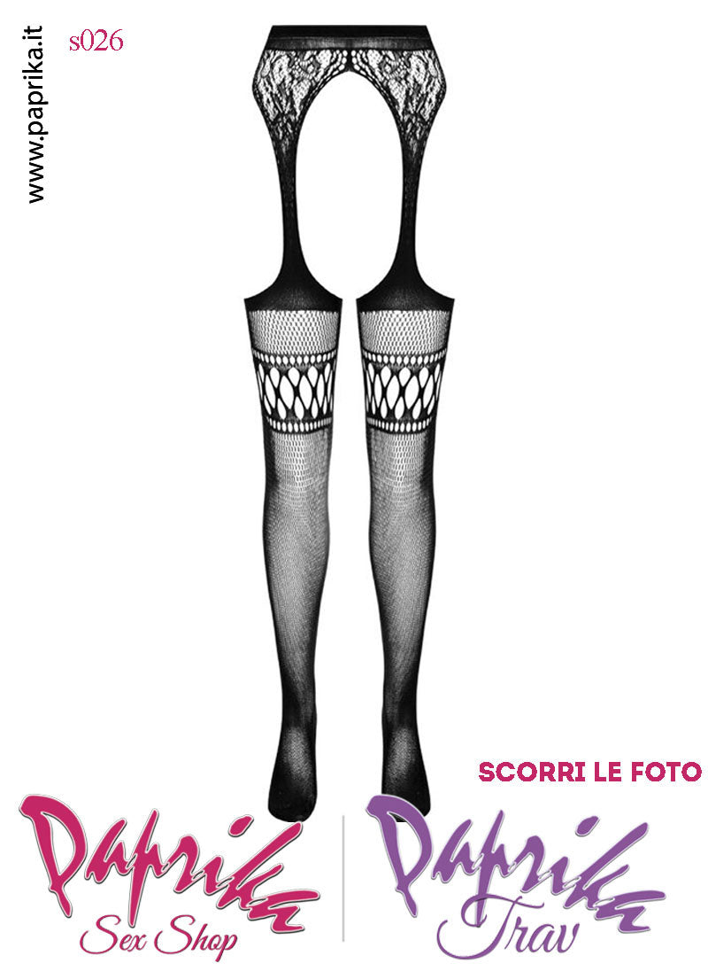 SexyCollant Aperture Grandi Rete Piccola Fascia Pizzo 4 Elastici Larghi Nero