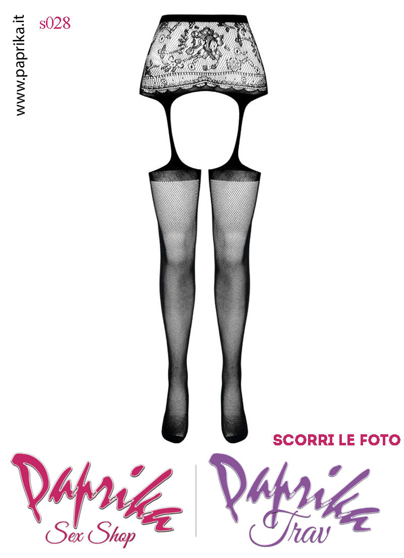 SexyCollant Nero Aperture Grandi Rete Piccola Pizzo 4 Elastici Sottili