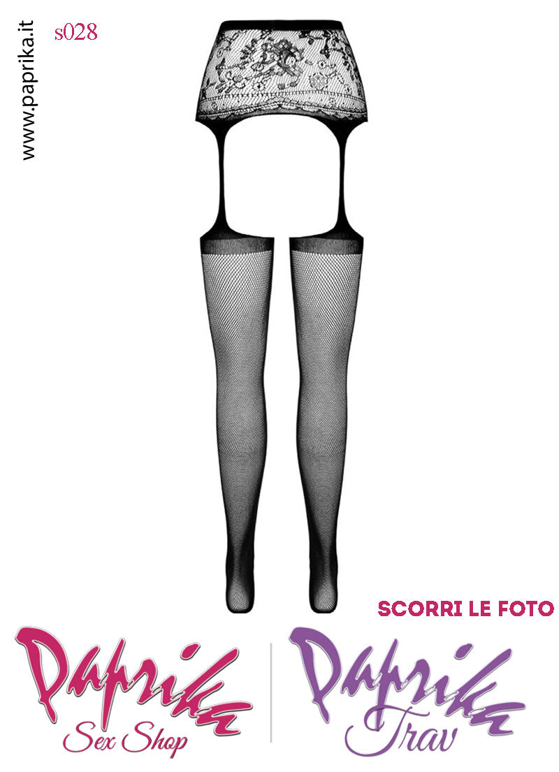 SexyCollant Nero Aperture Grandi Rete Piccola Pizzo 4 Elastici Sottili