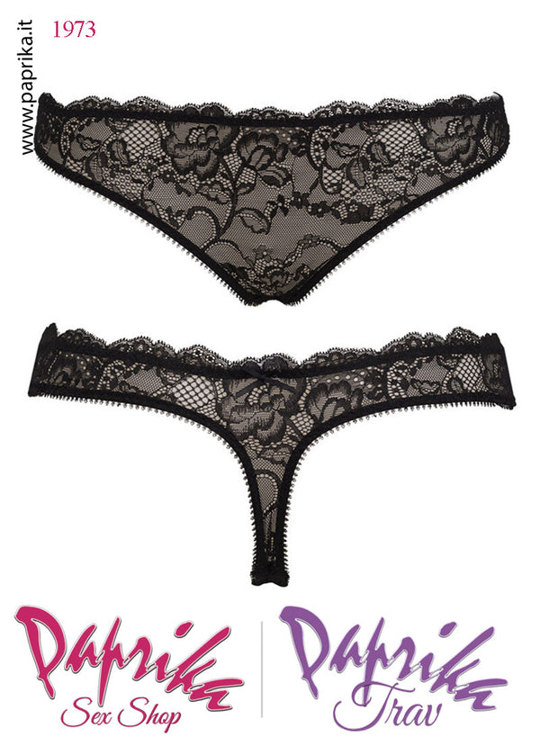 Perizoma Chiuso Pizzo Semi Trasparente Triangolo Posteriore