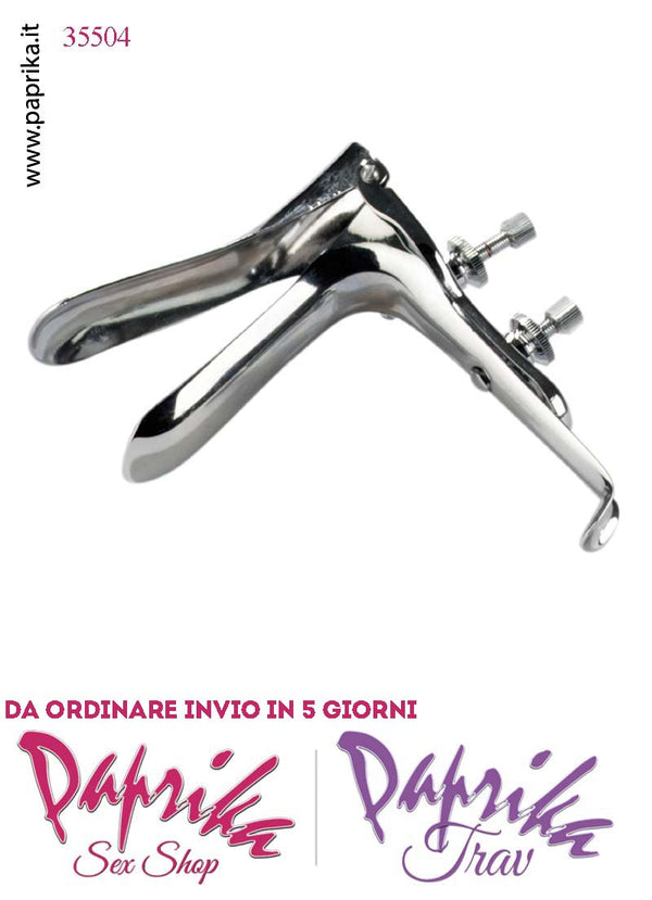 Speculum Acciaio Vaginale Doppia Vite Regolazione Manico Liscio