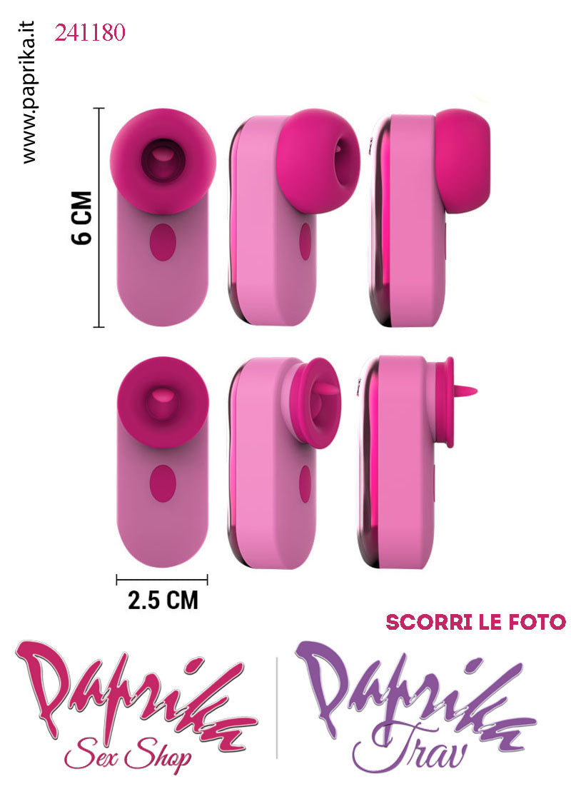 Mini Succhia Clitoride Tapping Tocco & Lingua 3 in 1 Silicone 5 Velocità