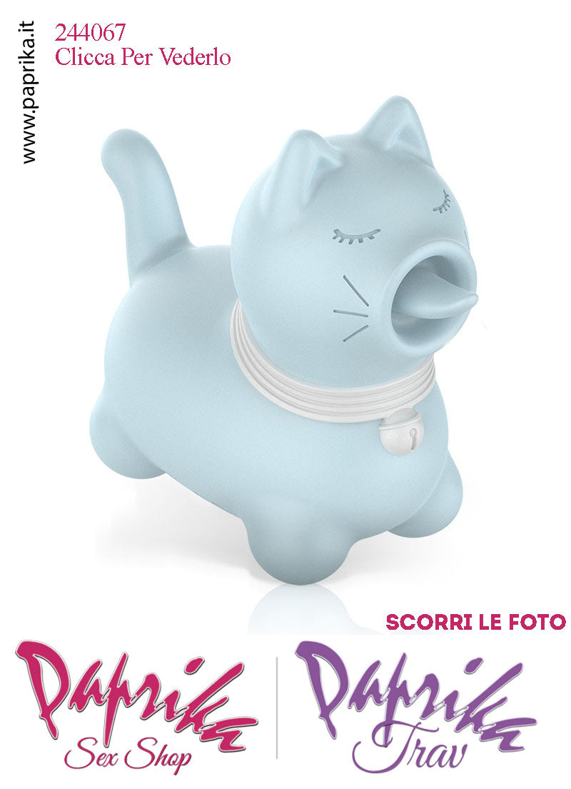 Gattino Azzurro Lingua Lunga Rotante Oscillante Silicone 10 Velocità