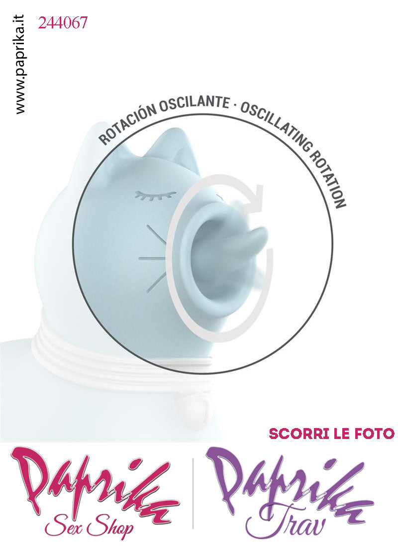 Gattino Azzurro Lingua Lunga Rotante Oscillante Silicone 10 Velocità