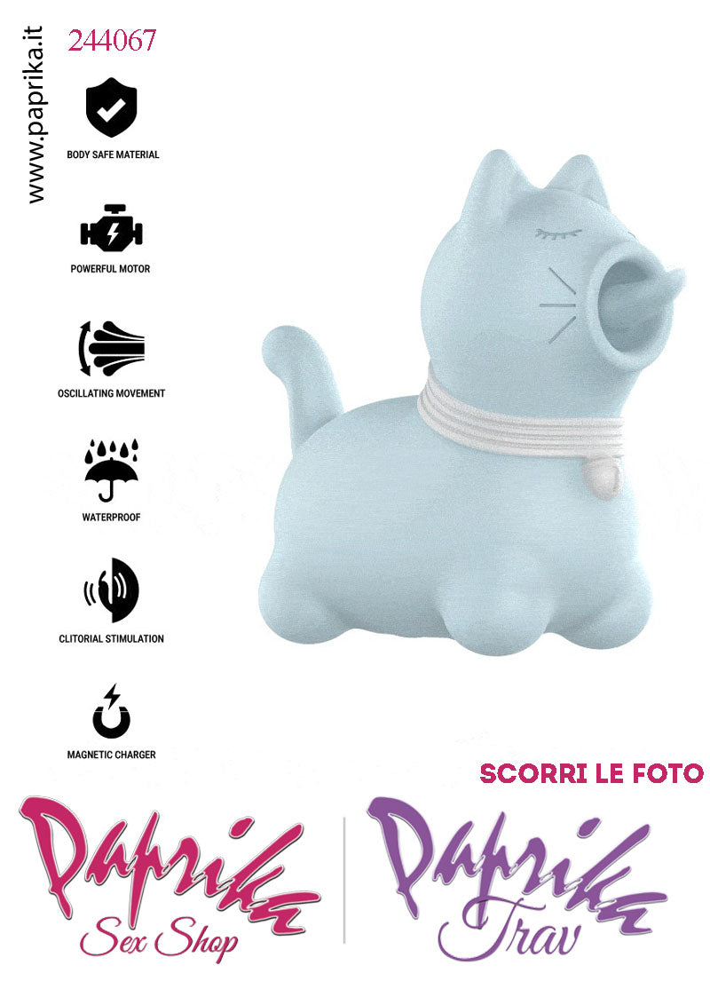 Gattino Azzurro Lingua Lunga Rotante Oscillante Silicone 10 Velocità