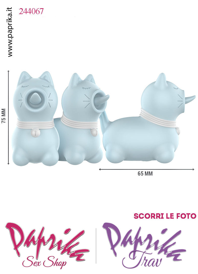 Gattino Azzurro Lingua Lunga Rotante Oscillante Silicone 10 Velocità