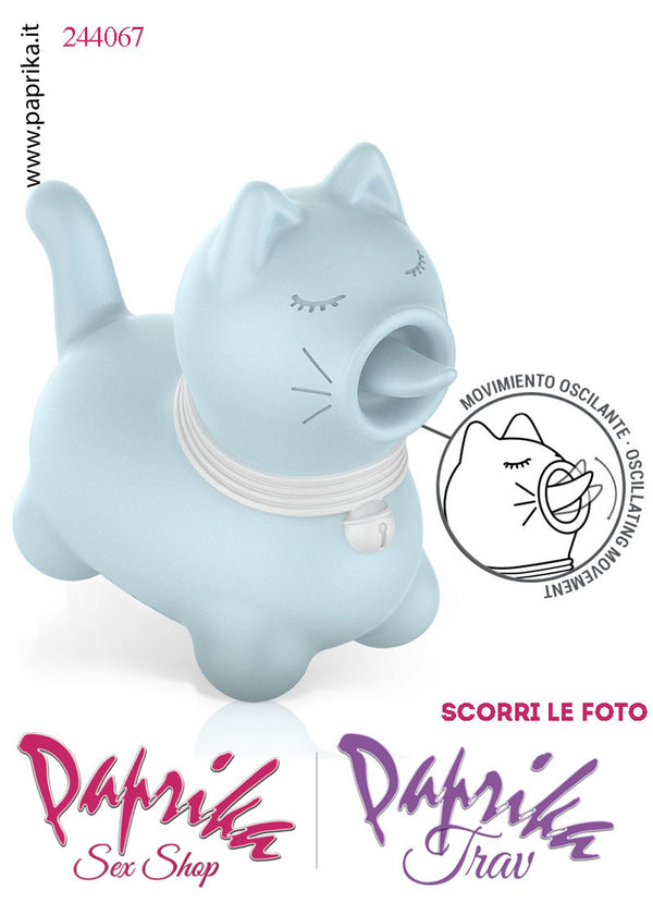 Gattino Azzurro Lingua Lunga Rotante Oscillante Silicone 10 Velocità