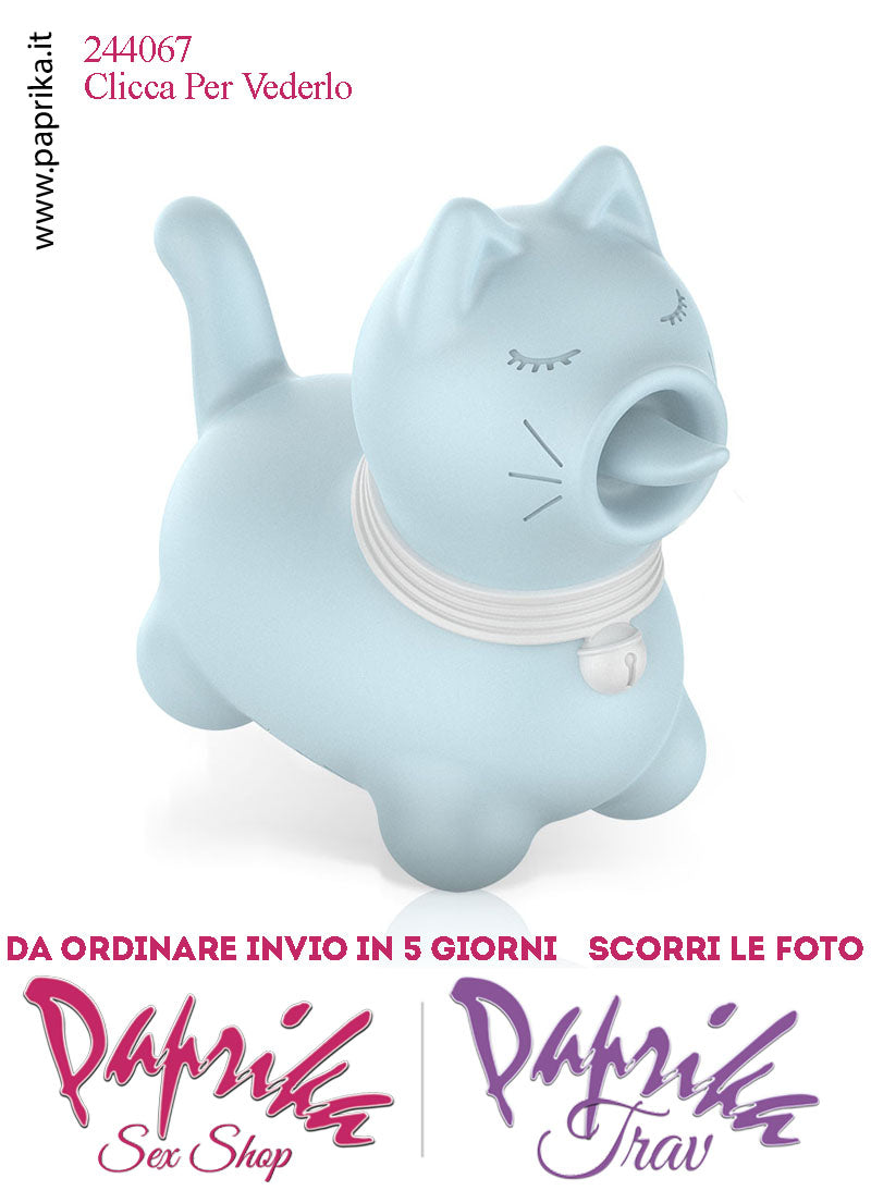 Gattino Azzurro Lingua Lunga Rotante Oscillante Silicone 10 Velocità