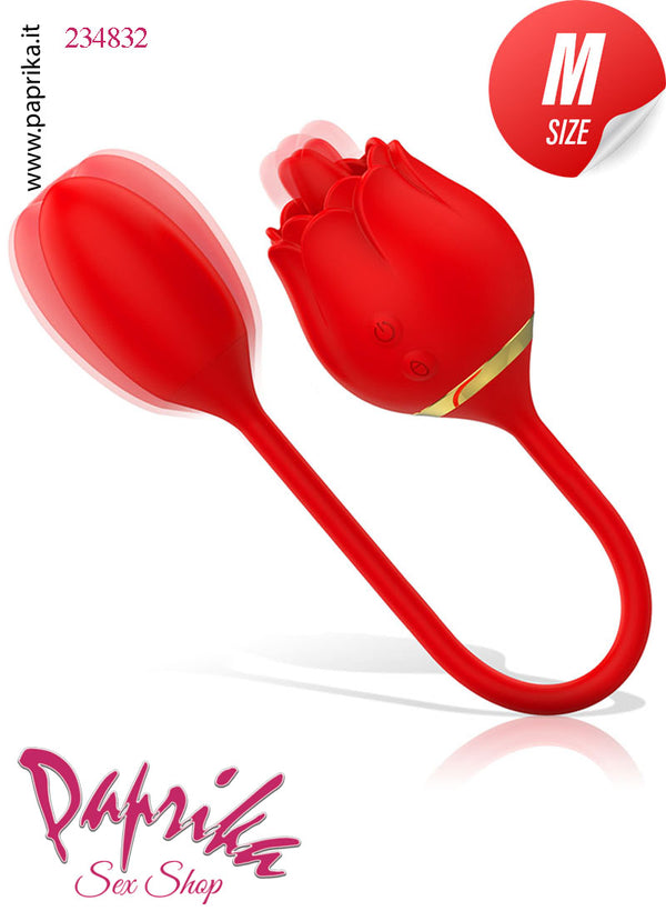 Stimolatore Rosa Rossa Lingua Clitoride Ovulo Vaginale Silicone Ø 32