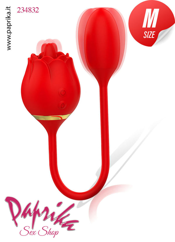 Stimolatore Rosa Rossa Lingua Clitoride Ovulo Vaginale Silicone Ø 32
