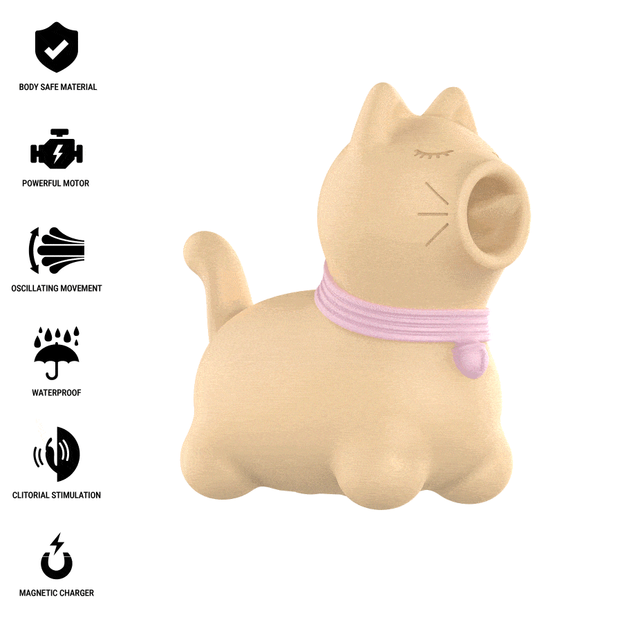 Gattino Giallo Lingua Corta  Rotante Oscillante Silicone 10 Velocità