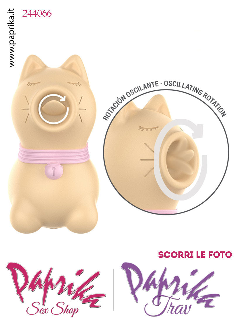 Gattino Giallo Lingua Corta  Rotante Oscillante Silicone 10 Velocità