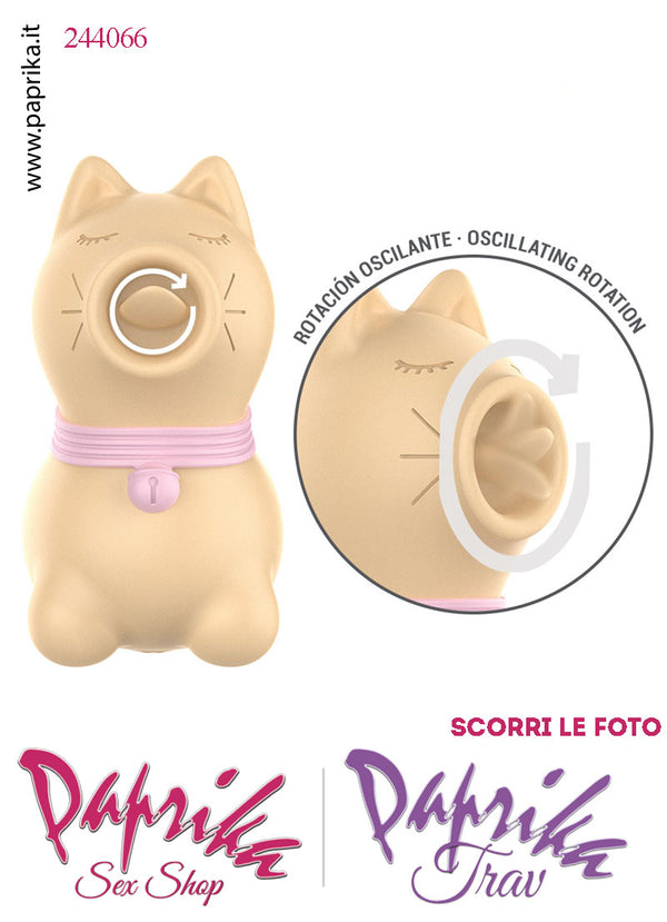 Gattino Giallo Lingua Corta  Rotante Oscillante Silicone 10 Velocità