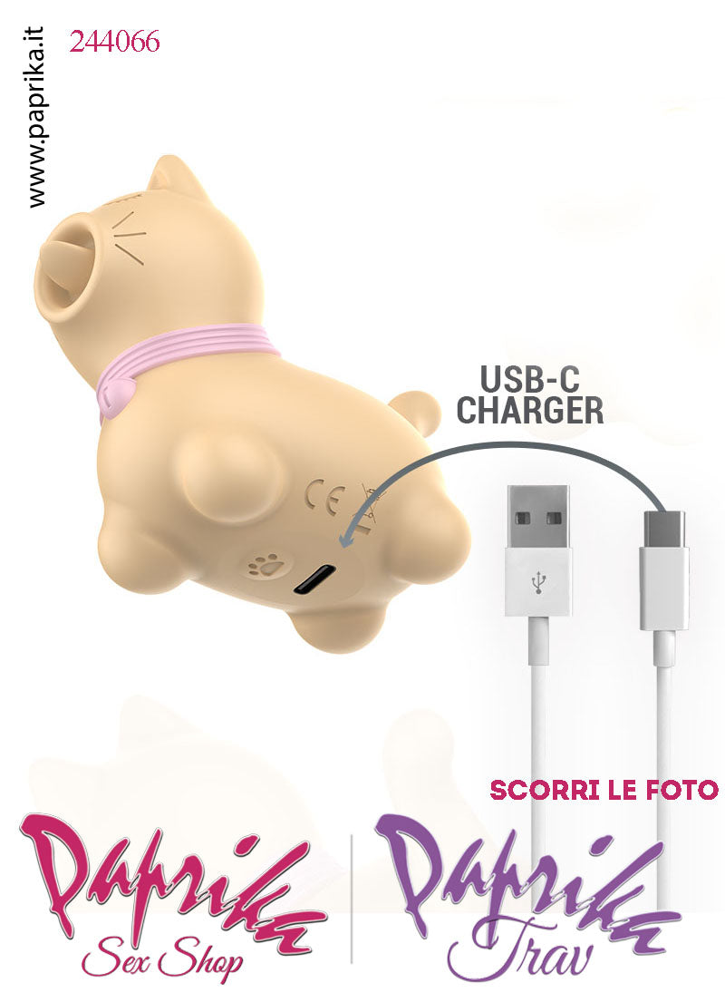 Gattino Giallo Lingua Corta  Rotante Oscillante Silicone 10 Velocità