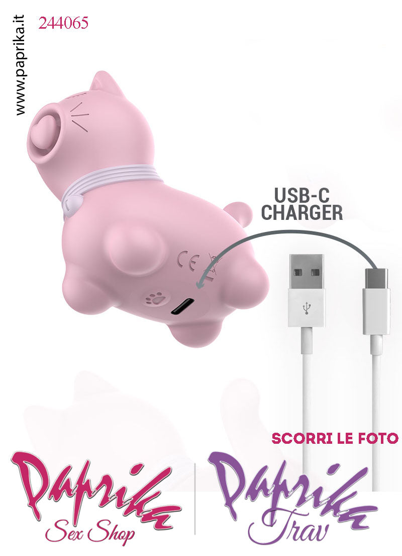 Gattino Rosa Cuore Tapping Tocco Stimolazione Clitoridea Silicone 10 Velocità