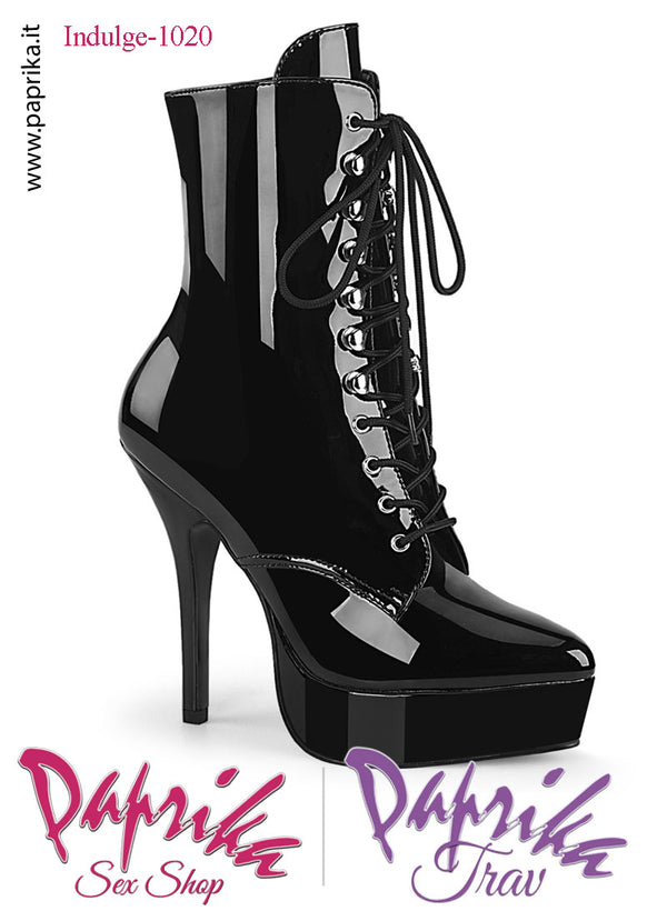 Stivaletti Corti Vernice Lucida Tacco Cerniera 13.3 Zeppa 3.2