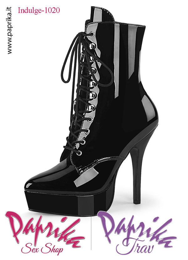 Stivaletti Corti Vernice Lucida Tacco Cerniera 13.3 Zeppa 3.2