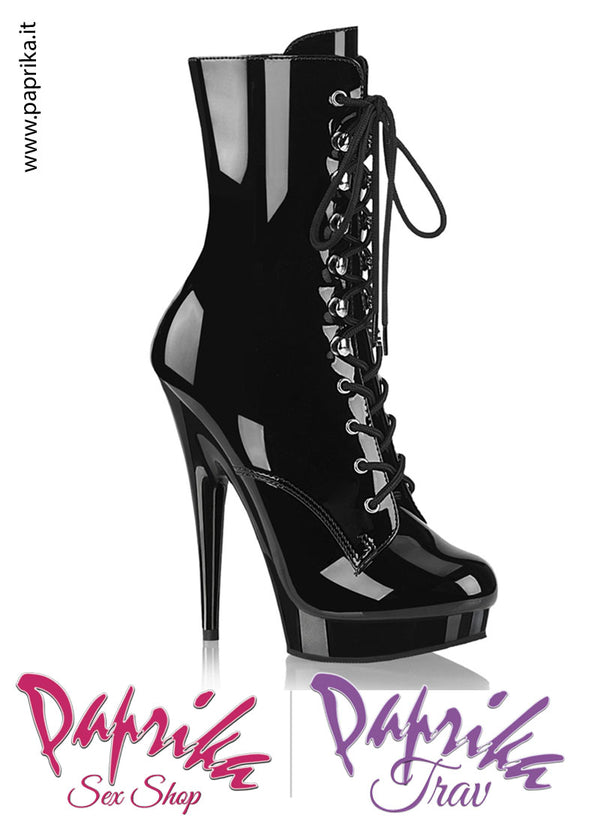 Stivaletti Corti Vernice Lucida Tacco 15.2 Zappa 2.5 Allacciati