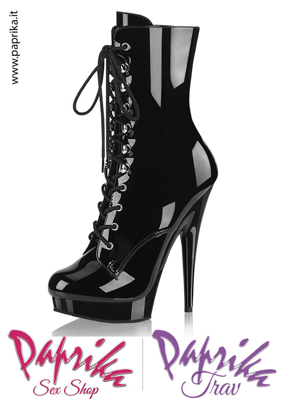 Stivaletti Corti Vernice Lucida Tacco 15.2 Zappa 2.5 Allacciati