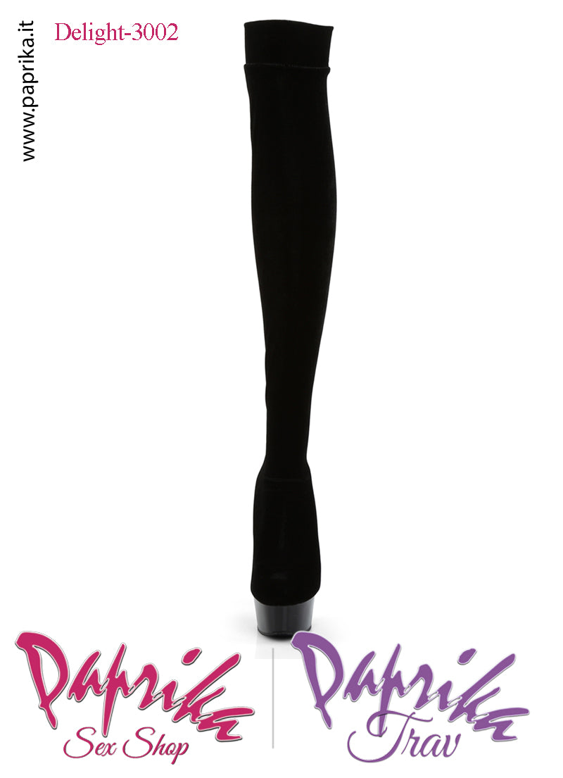 Stivali Lunghi Sexy Velluto Opaco Elasticizzato Tacco 15.2 Zeppa 4.5