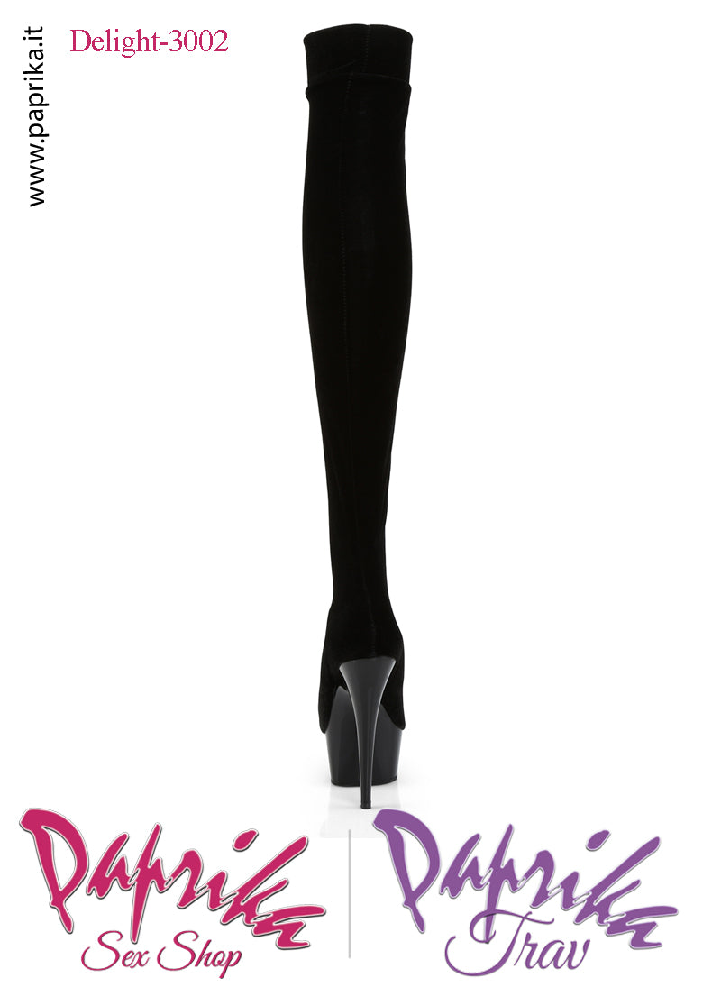 Stivali Lunghi Sexy Velluto Opaco Elasticizzato Tacco 15.2 Zeppa 4.5