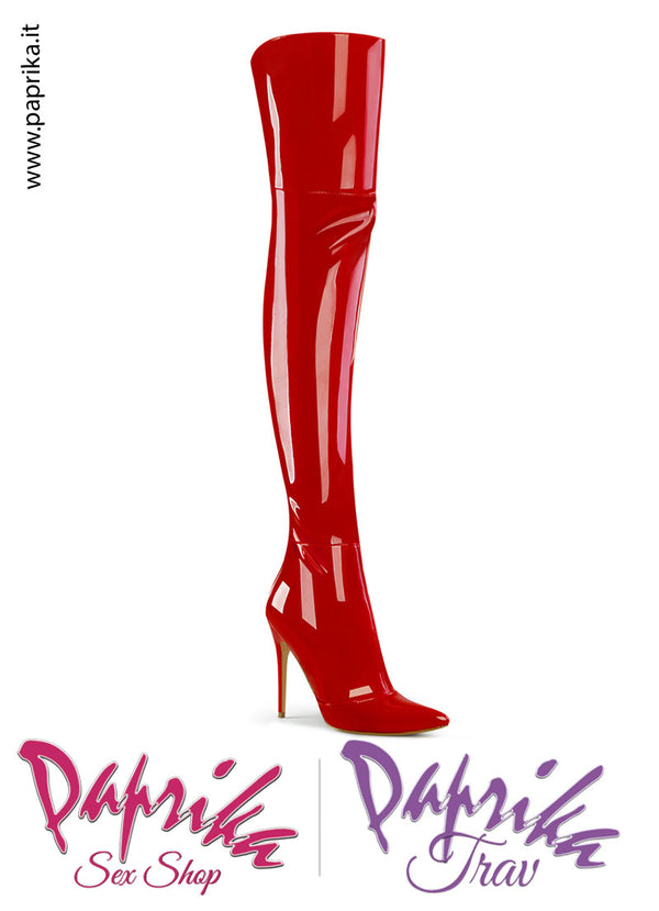 Stivali Alti Tacco 11.6 Senza Zeppa Vernice Lucida Cerniera Dietro