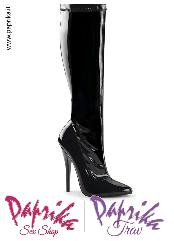 Stivali Sexy Bassi Vernice Lucida Tacco 15.2 Senza Zeppa Cerniera